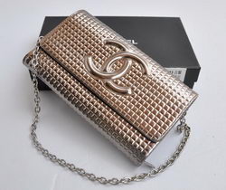Replica Chanel 20323 Grid pattern CC Logo Ancient Silver Wallet